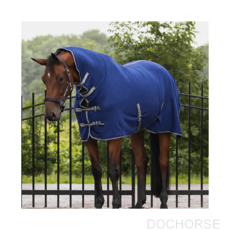 QHP Fleece Rug Basic With Neck Blue